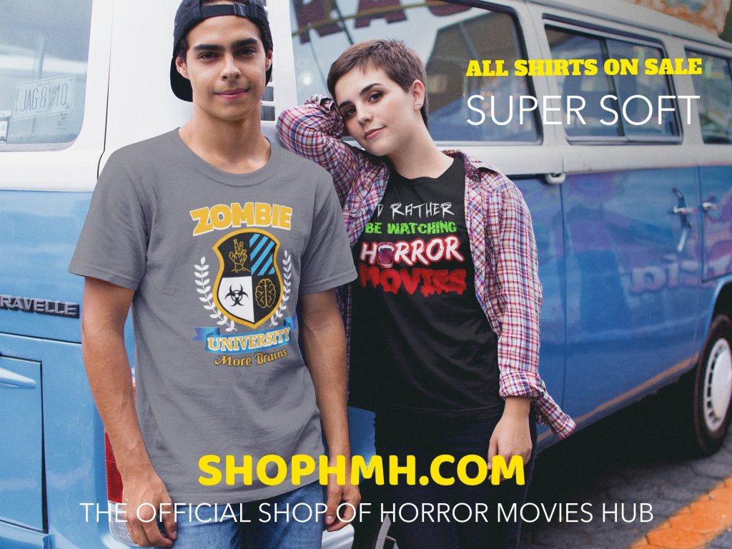 horror shirt product display